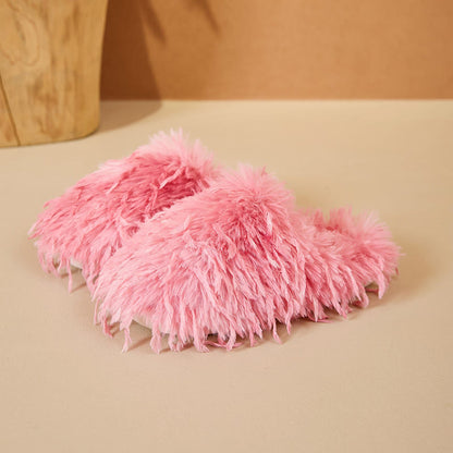 Plus Size Fluffy Fur Slippers - Dark Pink - EU42-43(US8.5-9) - image 13