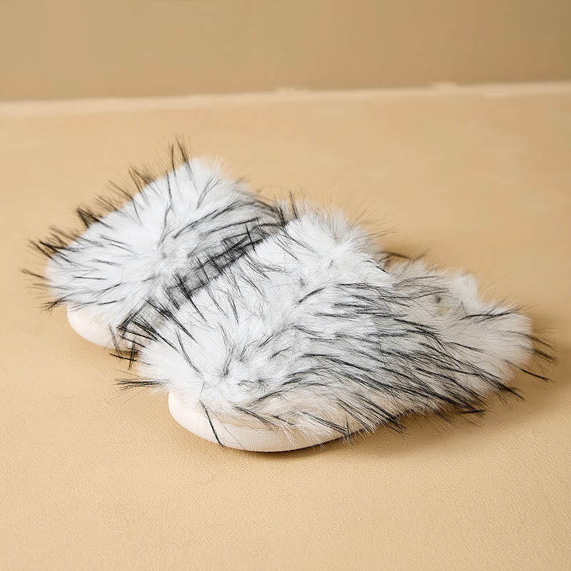 Plus Size Fluffy Fur Slippers - White - EU42-43(US8.5-9) - image 11