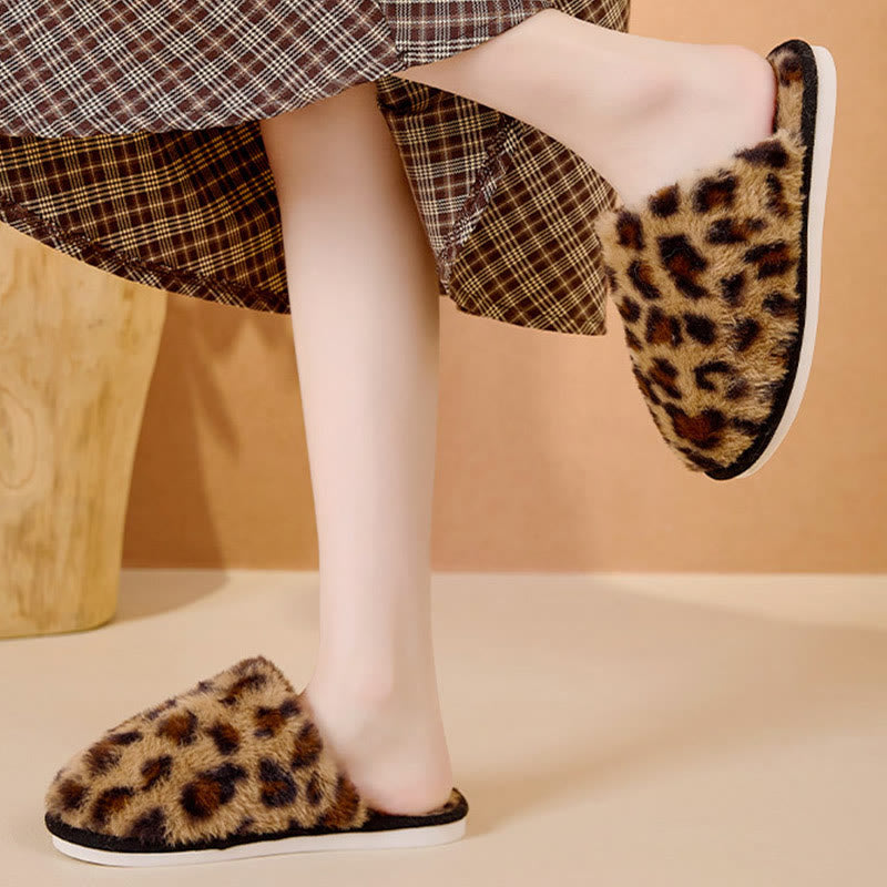 Plus Size Leopard Print Warm Slippers - image 1