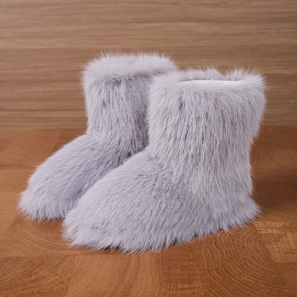 Plus Size Long Haired Slippers - Grey - EU42-43(US8.5-9) - image 1