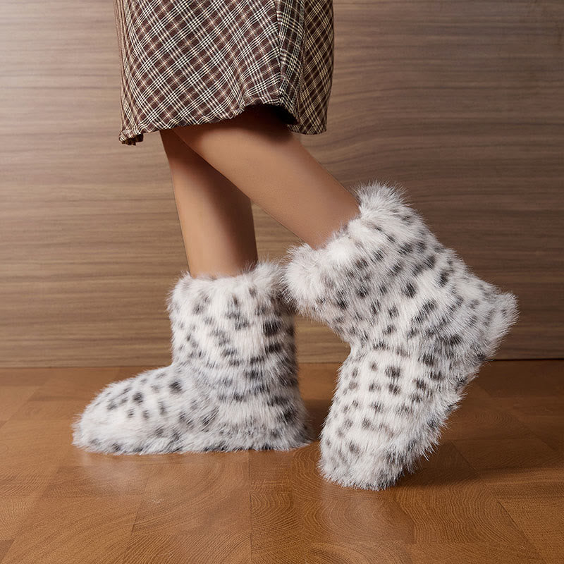Plus Size Fur Leopard Print Slippers - image 2