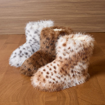 Plus Size Fur Leopard Print Slippers - image 6