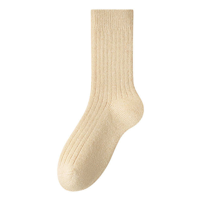 Solid Color Cashmer Quarter Socks(6 Pairs) - Apricot - EU39-44(US6-10) - image 12