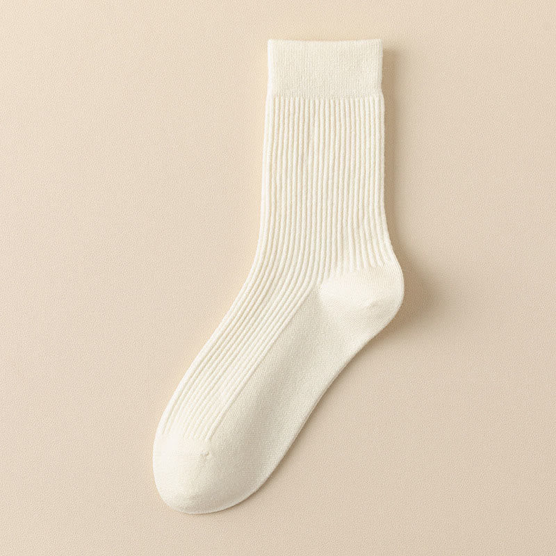 Solid Color Casual Quarter Socks(4 Pairs) - White - EU39-44(US6-10) - image 9
