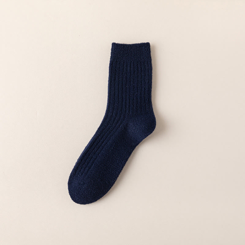 Retro Solid Color Quarter Socks(3 Pairs) - Navy Blue - EU39-44(US6-10) - image 12