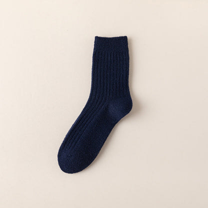 Retro Solid Color Quarter Socks(3 Pairs) - Navy Blue - EU39-44(US6-10) - image 12