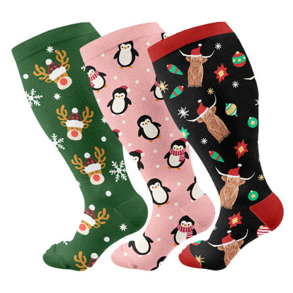 Plus Size Penguin Deer Cow Compression Socks - image 1