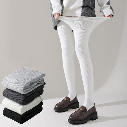 Loose Cotton Thigh High Socks - White - One Size - image 0