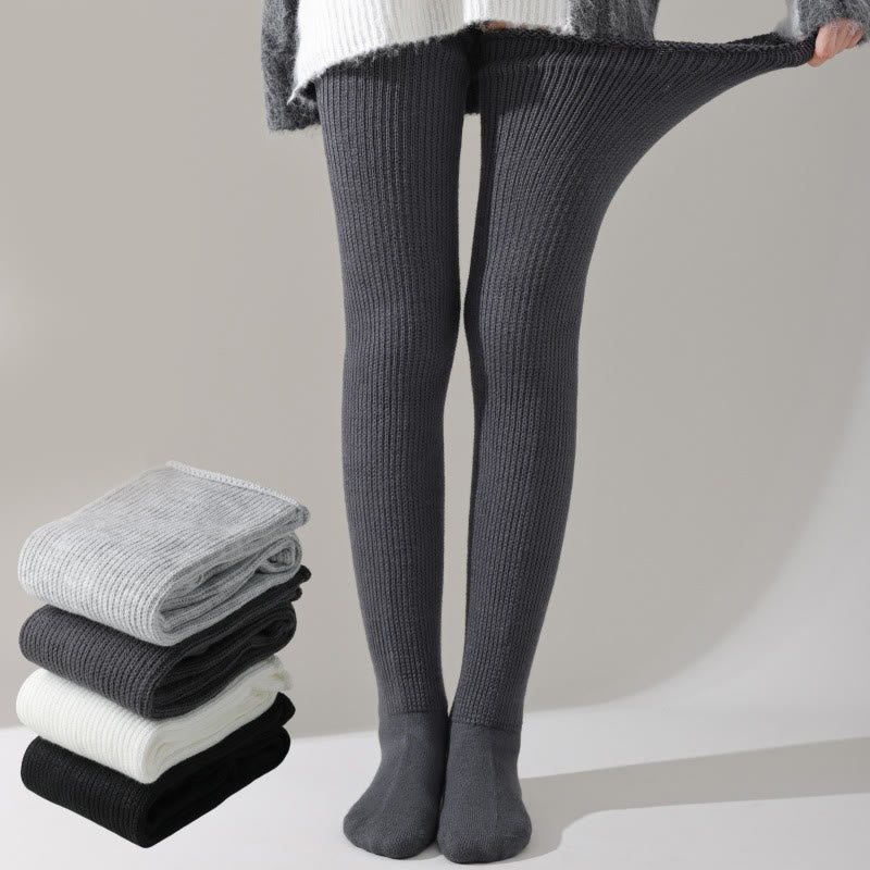 Loose Cotton Thigh High Socks - Dark Grey - One Size - image 3