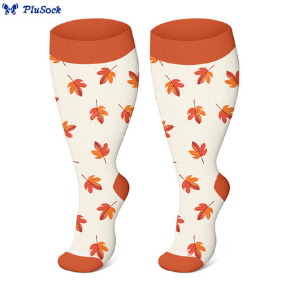 Plus Size Mushroom Maple Leaf Compression Socks - image 3