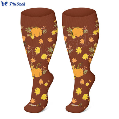 Plus Size Mushroom Maple Leaf Compression Socks(3 Pairs) - image 6
