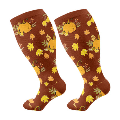 Plus Size Mushroom Maple Leaf Compression Socks - image 6