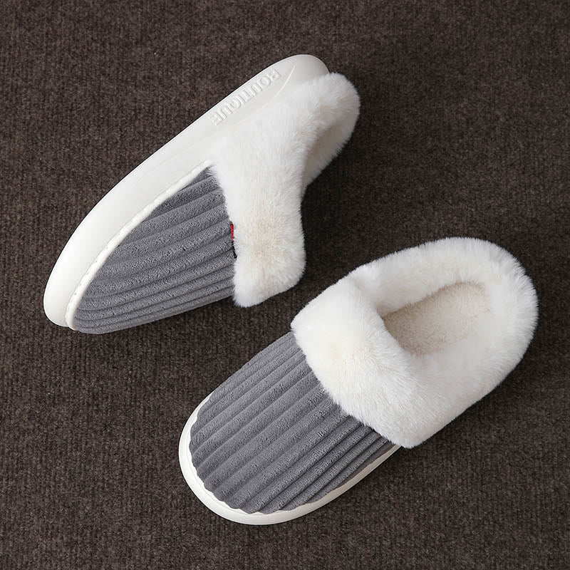Plus Size White Plush Slippers - Grey - EU46-47(US8-9) - image 6