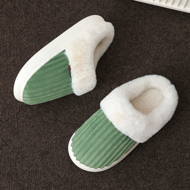 Plus Size White Plush Slippers - Green - EU46-47(US8-9) - image 13