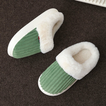 Plus Size White Plush Slippers - Green - EU46-47(US8-9) - image 13