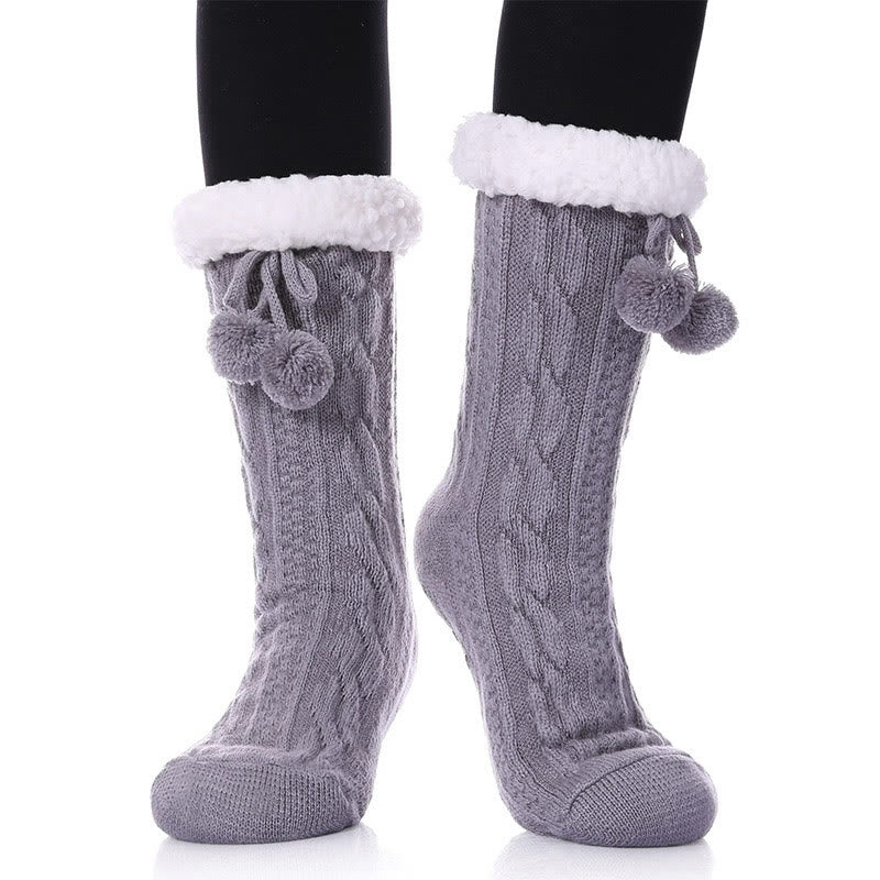 Plusock Plus Size Warm Calf Slipper Socks - Grey - EU40-42(US7-8.5) - image 3
