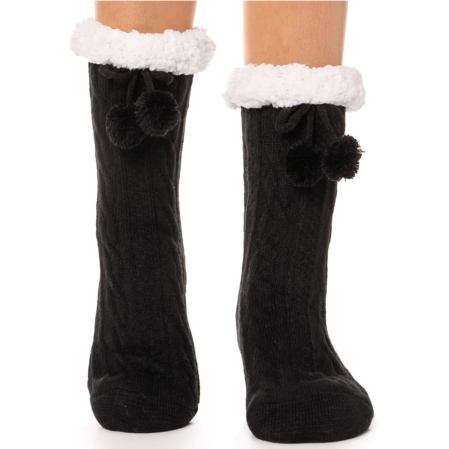 Plusock Plus Size Warm Calf Slipper Socks - Black - EU40-42(US7-8.5) - image 4