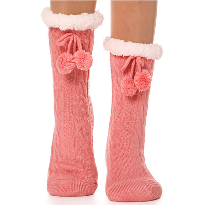 Plusock Plus Size Warm Calf Slipper Socks - Pink - EU40-42(US7-8.5) - image 6