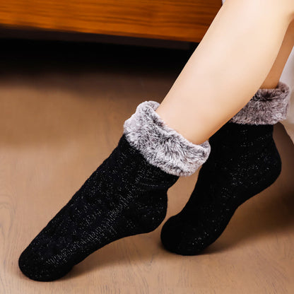 Plusock Plus Size Fleece Sock Cuffs Slipper Socks - image 2