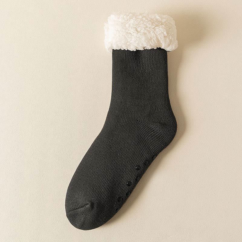 Plusock Plus Size Elastic Solid Color Slipper Socks - Dark Grey - EU39-43(US6-9) - image 11