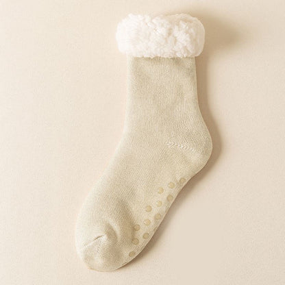 Plus Size Elastic Solid Color Slipper Socks - Khaki - EU39-43(US6-9) - image 10