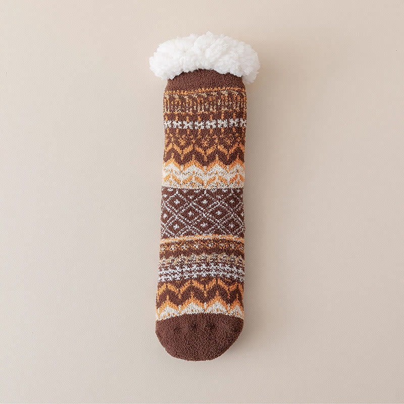 Plus Size Ethnic Style Slipper Socks - Coffee - EU36-41(US3-7.5) - image 13