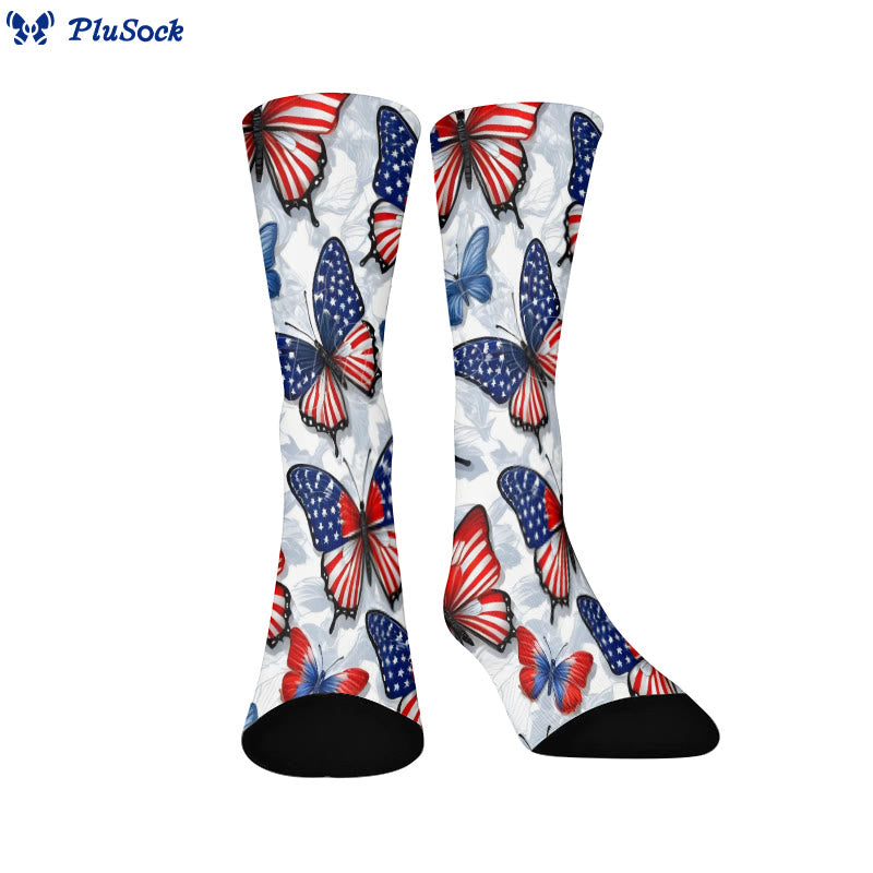 Butterfly American Flag Quarter Socks - A - EU37-44(US4-10) - image 5
