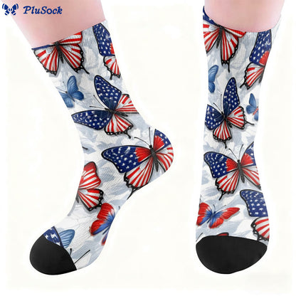 Butterfly American Flag Quarter Socks - image 7