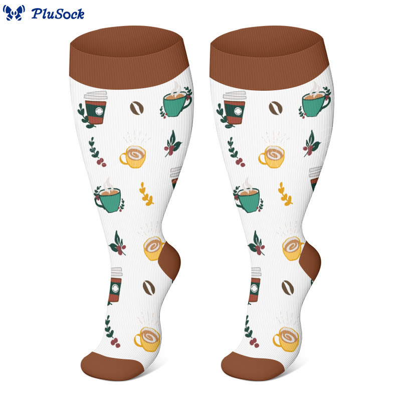 Plus Size Coffee Series Compression Socks(3 Pairs) - image 3