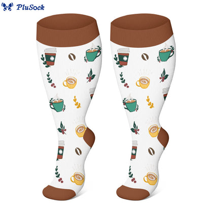 Plus Size Coffee Series Compression Socks - image 3