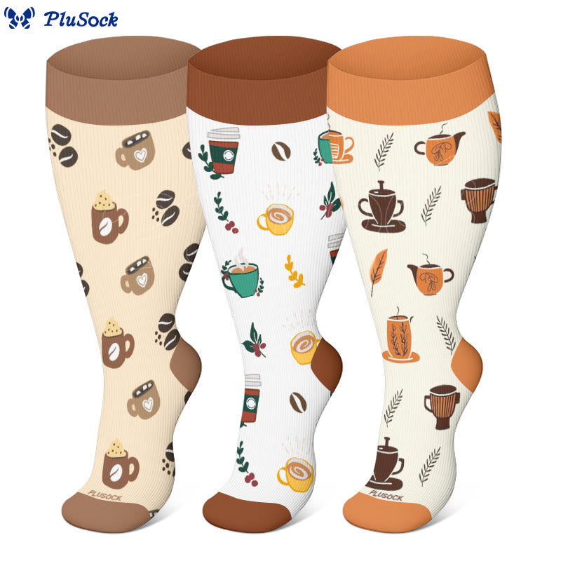 Plus Size Coffee Series Compression Socks - image 0