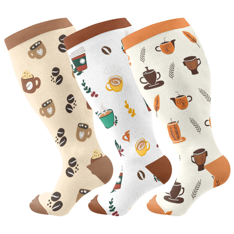 Plus Size Coffee Series Compression Socks - image 1