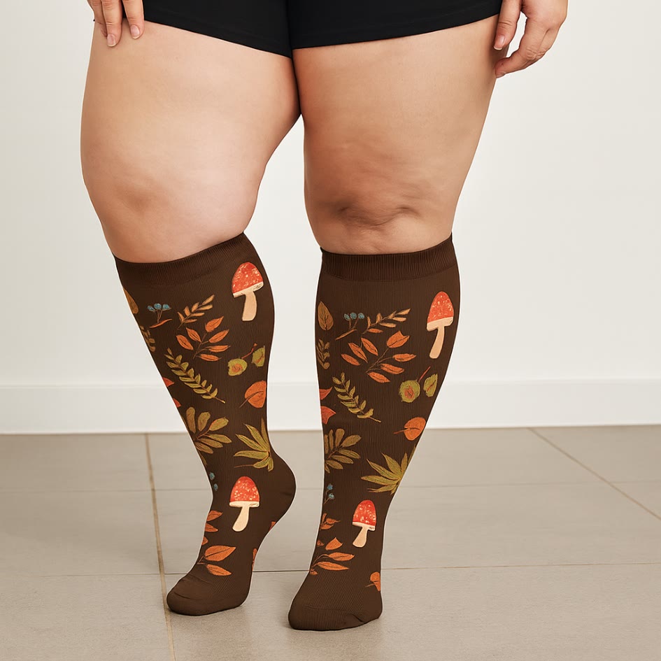 Plus Size Autumn Hedgehog Compression Socks(3 Pairs) - image 1