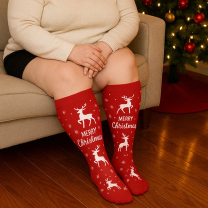 Plus Size Snowman Whale Elk Compression Socks(3 Pairs) - image 1