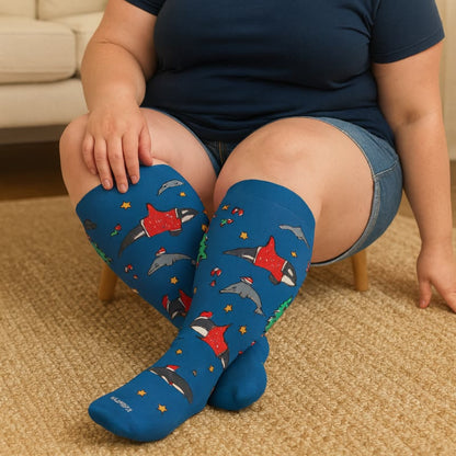 Plus Size Snowman Whale Elk Compression Socks(3 Pairs) - image 2