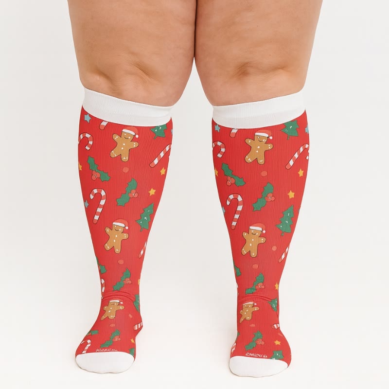Plus Size Jolly Christmas Compression Socks(3 Pairs) - image 2