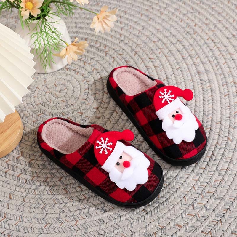 Plusock Plus Size Checkered Santa Claus Slippers - image 1