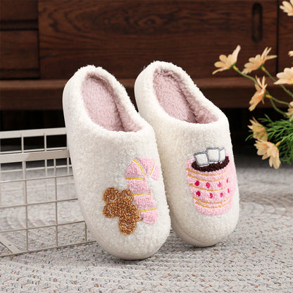 Plusock Plus Size Pink Gingerbread Man Candy Slippers - White - EU44-45(US10-11) - image 1