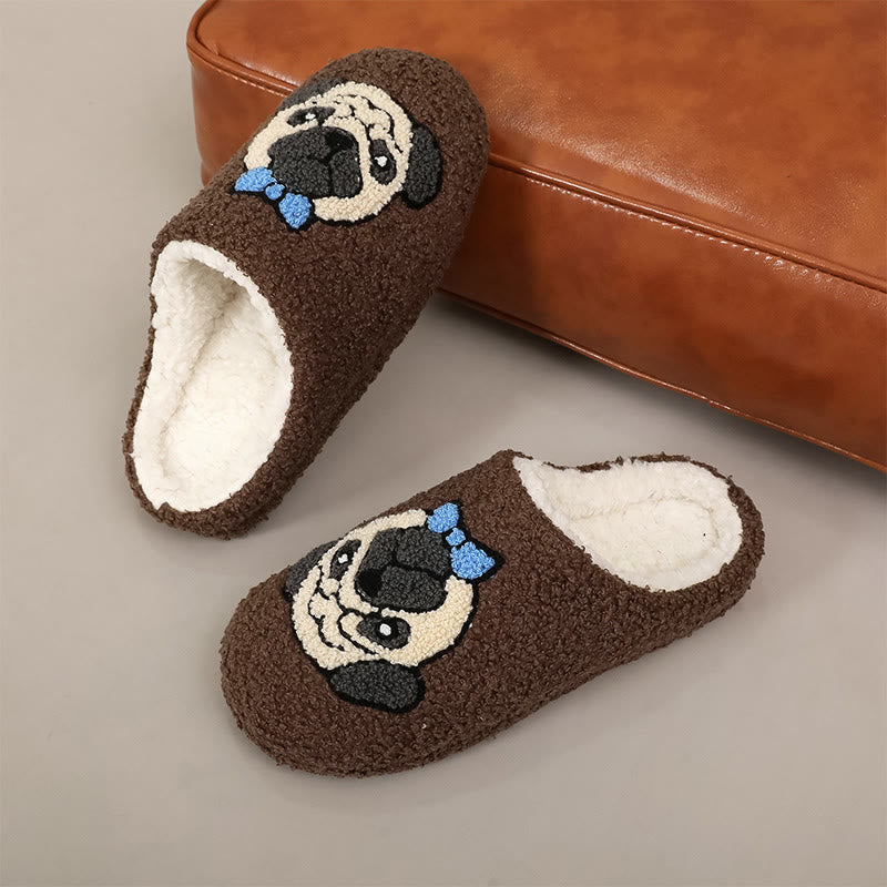 Plusock Plus Size Cute Pug Slippers - Brown - EU44-45(US10-11) - image 2