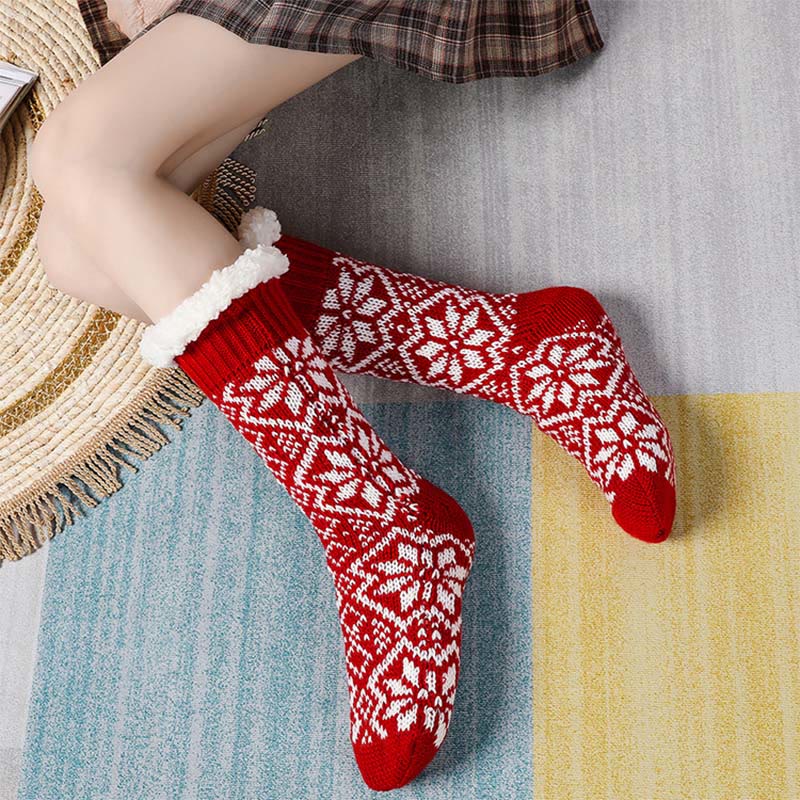 Christmas Snowflakes Slipper Socks - Red - EU37-40(US4-7) - image 2