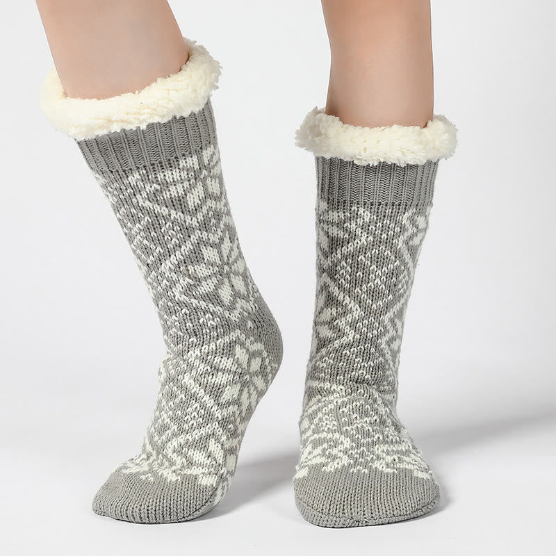 Christmas Snowflakes Slipper Socks - Grey - EU37-40(US4-7) - image 4