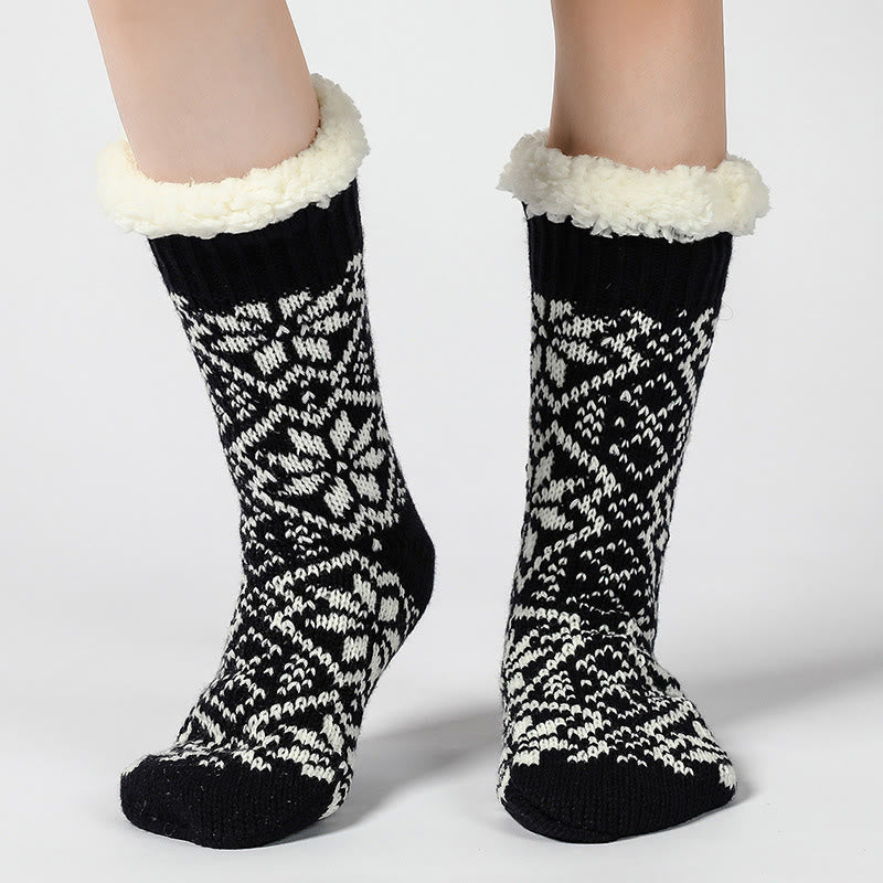 Christmas Snowflakes Slipper Socks - Black - EU37-40(US4-7) - image 3
