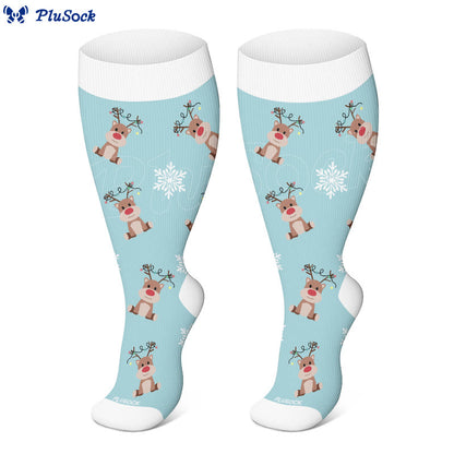 Plusock Plus Size Snowman Elk Gingerbread Man Compression Socks - image 2