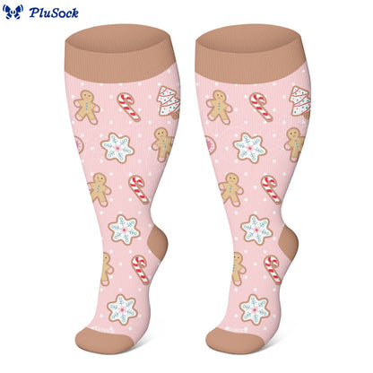 Plus Size Snowman Elk Gingerbread Man Compression Socks - image 3
