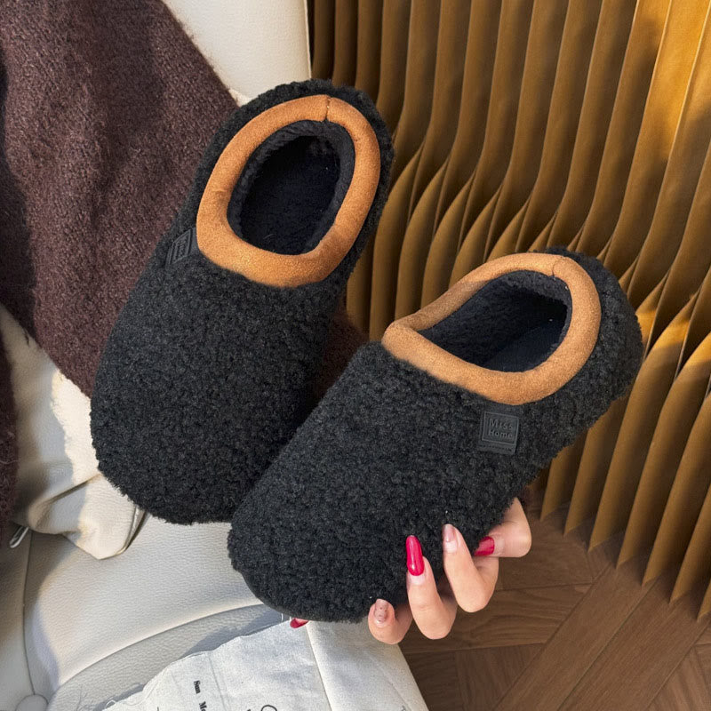 Plus Size Soft Sole Winter Slippers - Black - EU46-47(US11-12) - image 12