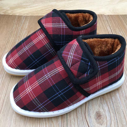Plus Size Big Red Plaid Slippers - Wine - EU42(US7.5) - image 1