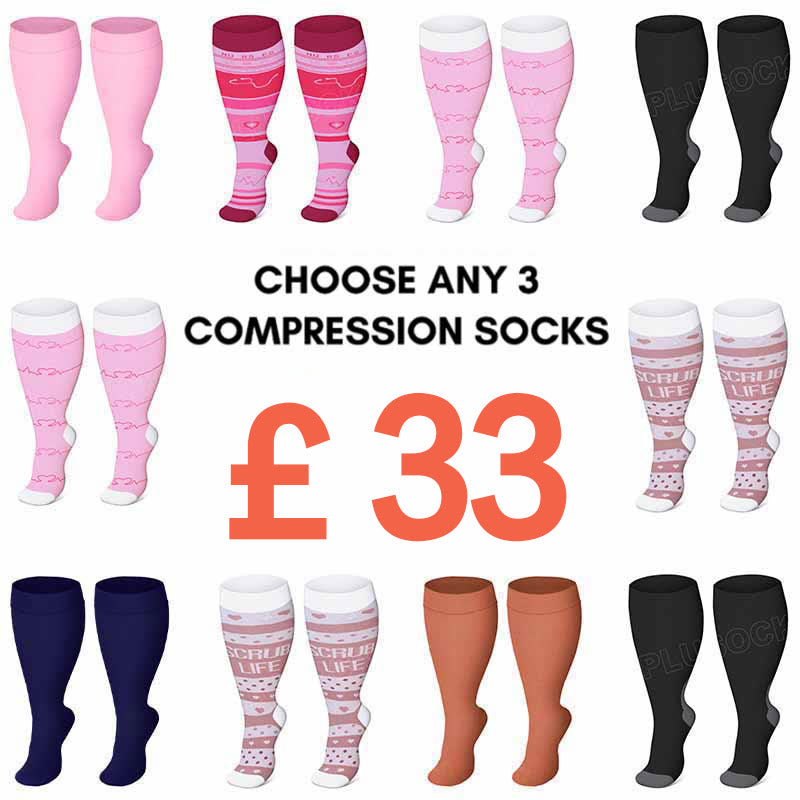 Plus Size Black Pink Compression Socks - image 0