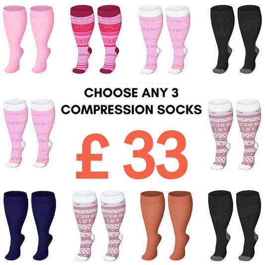 Plus Size Black Pink Compression Socks - image 0