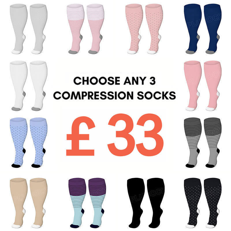 Plus Size Solid Color Elastic Compression Socks - image 0