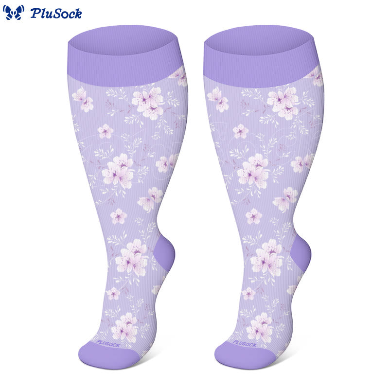 Plusock Plus Size Harmonious Flowers Compression Socks - image 2